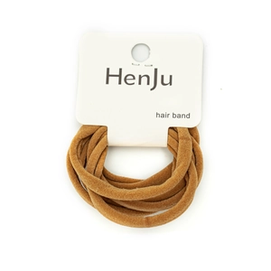 Brown elastic hair band set on a white display card featuring soft fabric texture