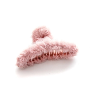 Elegante Franse haarclip van roze pluche imitatiebont voor dames in de herfst
