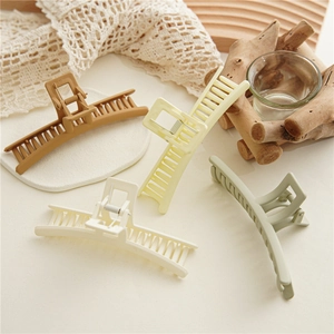 Elegant large matte shark hair claws in coffee, cream, and sage green colors set