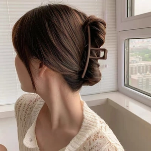 Elegant matte deep khaki large hair claw clip for women's sophisticated updo hairstyles