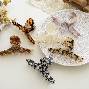 Azetat Haarkralle Leopard Marmor Druck Koreanisch Stil Große Rutschfeste Haarklammer Haarschmuck Für Dickes Haar Damen
