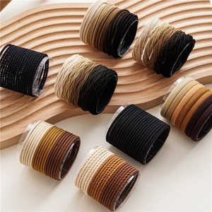 Minimalist High Elasticity Seamless Hair Ties Set Earth Tones Coffee Black Towel Hair Bands For Women Daily Office Hair Accessories