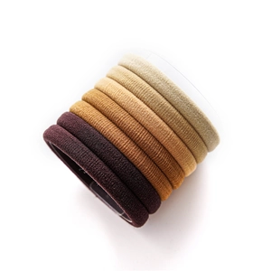 Seamless high-elastic hair ties in 8-piece brown gradient set with ribbed texture