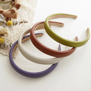 Faux leather sponge headband collection with crocodile pattern in four muted colors