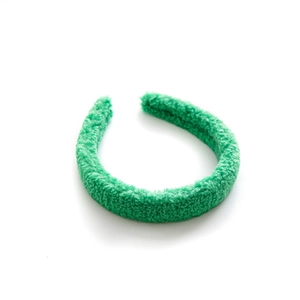 Serre-tête en peluche vert vif pour femme avec texture douce et style élégant à couronne haute