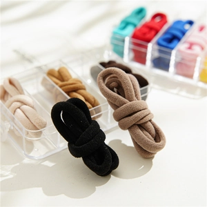 Colorful high-elastic seamless hair ties in various candy colors with storage box