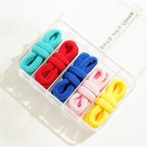 5-color high elasticity seamless hair ties set in a transparent five-grid storage box