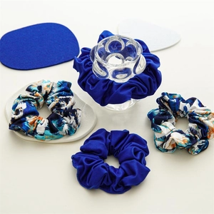 Lot de chouchous en coton bleu et tie-dye pour accessoires de coiffure femme