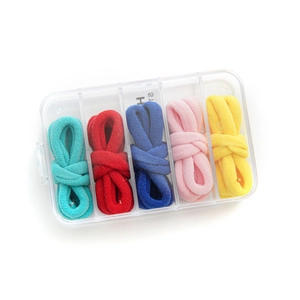 5-pack of colorful elastic hair bands in a transparent five-grid storage box