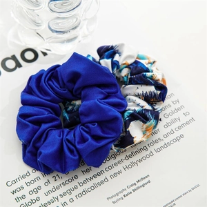 Lot de chouchous bleus unis et à motifs géométriques en coton pour coiffure femme