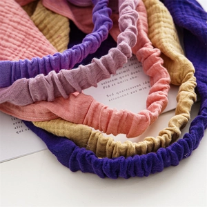 Set of colorful elastic headbands in soft gauze fabric for women's hair accessories