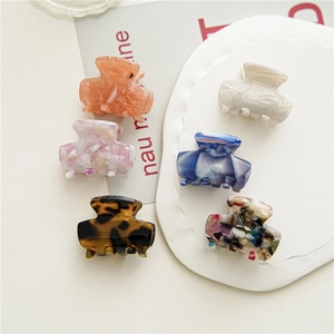Mini Pince à Cheveux en Acétate Petit Motif Marbre Écaille de Tortue Barrettes Style Mori Accessoires Cheveux Femmes