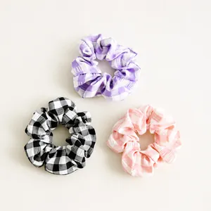Minimalistische Gingham-Stoff-Scrunchies Seersucker-Karo Elastisches Haarband Für Damen Mädchen Mode Kopfschmuck Haarschmuck