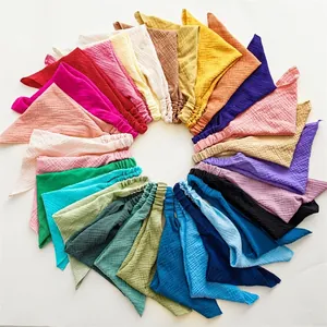 Minimalist Fabric Triangle Headband For Women Elastic Hair Band Pastoral Geometric Crinkle Textured Hair Scarf Headwear Accessory