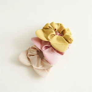 Set di 3 elastici per capelli a quadri con fiocchi nei colori giallo, rosa e albicocca