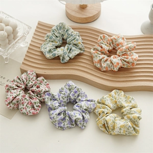 Scrunchies in Chiffon con Stampa Floreale Elastici per Capelli Grandi Donna Ragazze Accessori Quotidiani Stile Francese Elegante