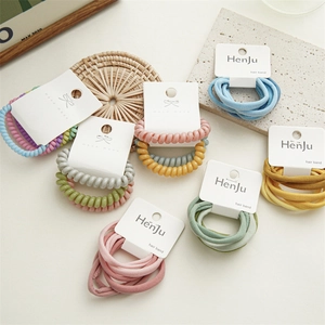 Élastiques à Cheveux Spirale Cordon Téléphonique Simple Couleur Bonbon Bandeaux Élastiques Sans Pli en Résine Tissu Accessoires Cheveux