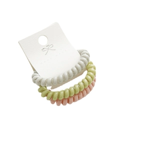 Lot de 3 chouchous spirales colorés en gris, vert clair et rose pour femmes