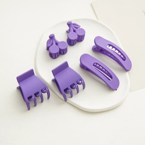 Lot de 6 pinces à cheveux bleu pervenche mat incluant des modèles cerise et carrés