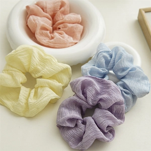 Vierer-Set pastellfarbene XXL-Haargummis aus Chiffon für elegante Frisuren im Sommer
