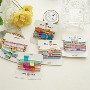 Macaron Elastic Hair Ties Woven Ropes Fruit Pattern Smiley Face Scrunchies Kids Girls Hair Accessories Sweet Styling