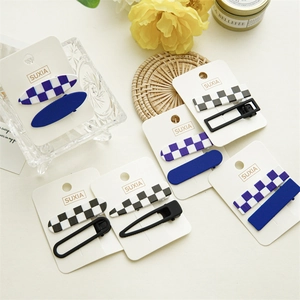 Women Checkerboard Hair Clips Set Acrylic Alloy Matte Finish Geometric Duckbill Clips Sweet Daily Hair Accessories For Girls