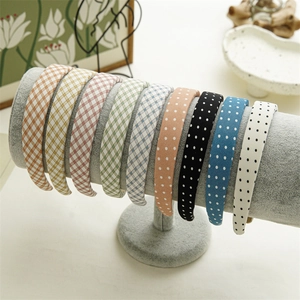 Serre-Tête Rembourré en Éponge à Carreaux et Pois pour Femmes Filles Tissu en Toile Sommet Haut Bandeau Cheveux Accessoires