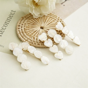 Pearlescent Shell Texture Geometric Acetate Hairpin Gold Metal Side Clip Elegant Minimalist Hair Accessory For Women