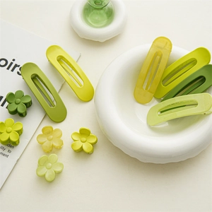 Matte Grüne Blumen Haarklammern Aus Harz Süße Florale Haarschmuck Accessoires Für Damen Tägliche Dekoration