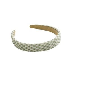Serre-tête rembourré à carreaux vert et blanc pour femmes avec un design à la mode