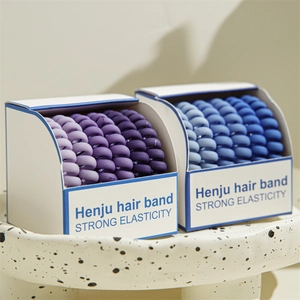 Élastiques à cheveux spirale mats haute élasticité dégradé violet et bleu, lot de 6