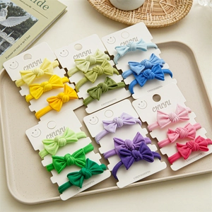 Sweet Nylon Fabric Bowknot Hair Ties High Elastic Seamless Knitted Ponytail Holder For Women Girls Daily Hair Accessories