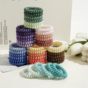 Lot de 6 chouchous spirales mats aux couleurs Morandi pour queues de cheval de femmes
