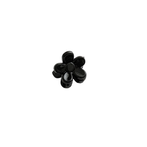 Mini 2cm black floral hair claw clip with glossy finish for styling fringe hair