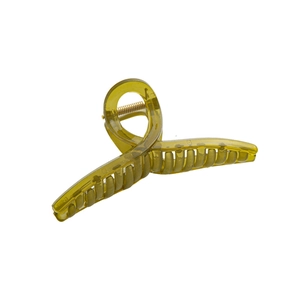 Grande pince à cheveux en résine translucide vert olive avec design de nœud torsadé