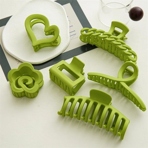 Damen Sommer Minzgrün Matte Haarklammern Frostet Kunststoff Große Shark Clips Geometrische Kette Blume Form Haarschmuck