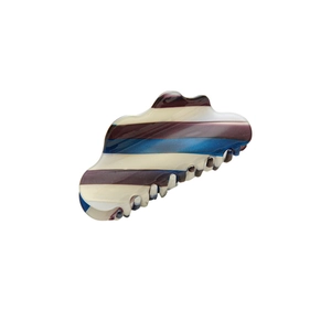 Cloud-shaped 8cm acetate hair claw clip with colorful blue and purple gradient stripes