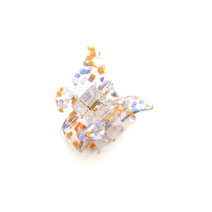 Pince à cheveux papillon élégante en acétate avec motifs colorés orange et bleu