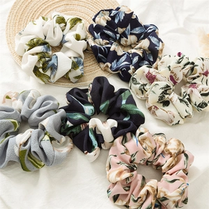 Floral Fabric Scrunchie For Women Fresh Sweet Elastic Hair Tie Pastoral Style Large Bowel Scrunchy Pastoral Print Hair Accessories