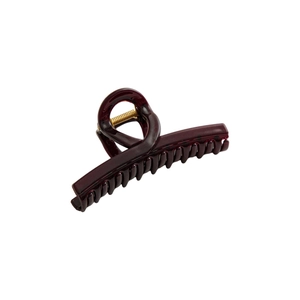 Elegant deep burgundy cross hair claw clip with glossy resin finish and gold spring