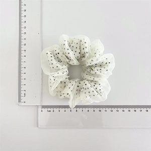 Elastico per capelli in organza a pois bianchi con diametro di 12-13 cm per donna