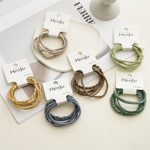 Women Minimalist Polyester Twisted Elastic Hair Ties High Elasticity Durable Hair Rope Set For Daily Hair Styling Jewelry