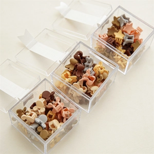 Mini hair claw clips set for girls in milk tea colors with acrylic storage boxes
