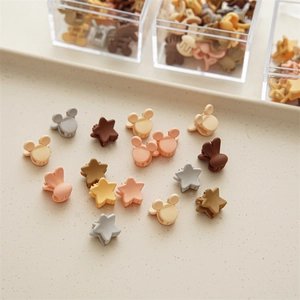 Mini matte resin hair claws for girls in Morandi milk tea colors star and bow shapes