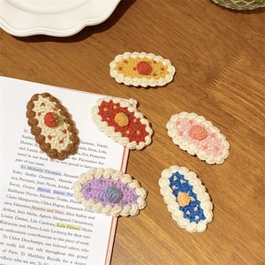 Barrettes à Cheveux en Laine Tricotées à la Main pour Enfants Fruits Crochet Fraise Pinces à Clip Style Pastoral