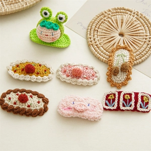 Handmade Crochet Flower Hair Clips Women Girls Sweet Yarn Knit Tulip Strawberry Fruit Animal Snap Clips Hair Accessory