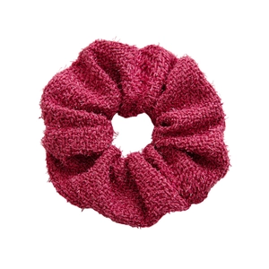 Chouchou rouge foncé scintillant avec texture tissée pour chignon et queue de cheval