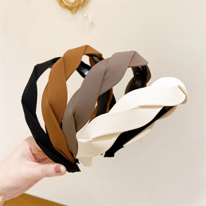 Elegant braided twist headbands for women in black brown and beige colors