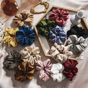 French Style Satin Large Hair Scrunchie For Women Ins Elegant Elastic Hair Bands Solid Color Silk Like Ponytail Holder Accessory