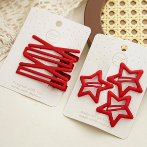Lot de barrettes rouges de Nouvel An avec motifs géométriques et étoiles sur cartes